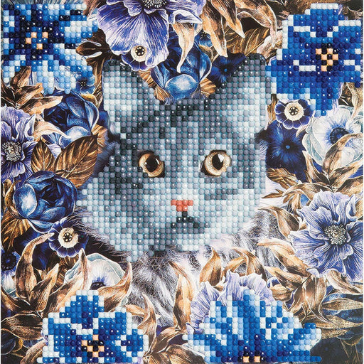 Crystal Art - CA Card - Cat and Flowers - Limolin 