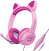 HyperGear - Gaming Headset with Boom Mic Kombat Kitty Safe Volume and Mute Controls with Kitty Ears 3.5mm Portable Tangle Free Cable - Pink