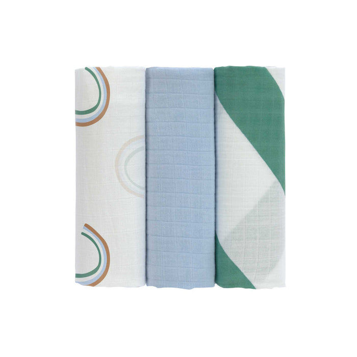 Lassig - Swaddle & Burp Blanket L GOTS 3 pcs, 85 x 85 cm  - Happy Rascals