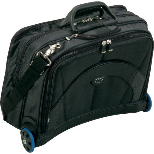 Kensington - Laptop Bag 17in Roller Wheels Contour 5 Stage Telescoping Handle Ballistic Nylon Multiple Compartments - Black