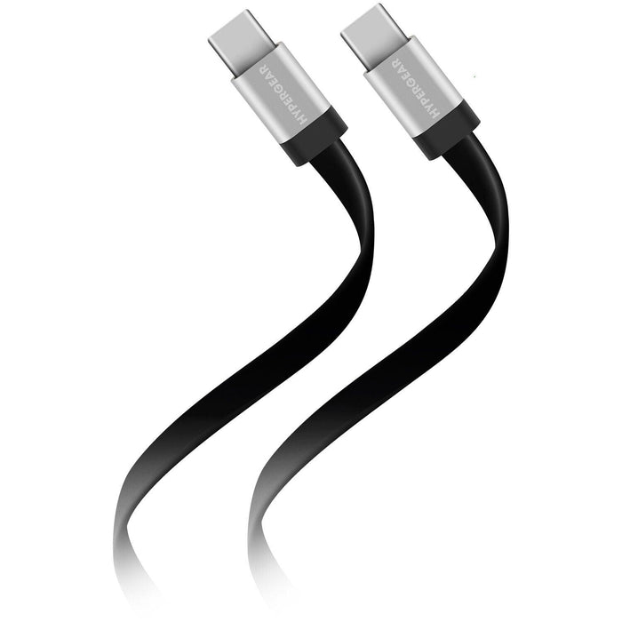 HyperGear - Charge & Sync PD USB-C to USB-C Flexi Flat Cable 6ft PD up to 60W Fast Charge - Black