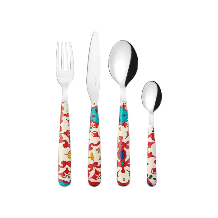 Guzzini - Flower & Lemon - 24-Piece Cutlery Set (Clear Red) - Limolin 