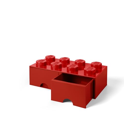 Lego - 8 Knobs Brick 2 Drawers Bright Red - Limolin 