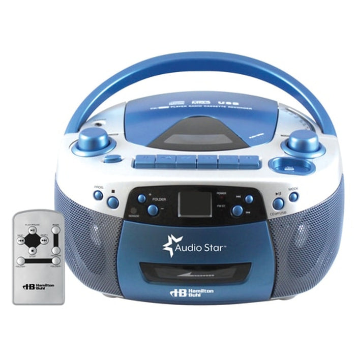 HamiltonBuhl - AudioStar? 6-Station Listening Center with USB, CD, Cassette, Radio Player and CD/Tape-to-MP3 Converter Boombox