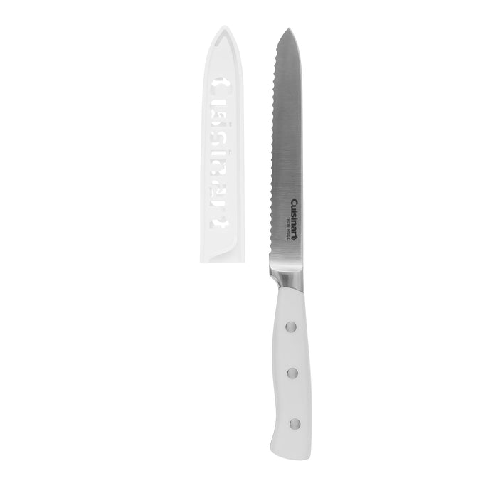 Cuisinart - White Triple Rivet 5.5" Serrated Utility - Matte White German Steel