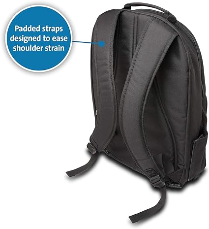 Kensington - Backpack 15.6in Simply Portable SP25 Side Pocket Adjustable Padded Shoulder Straps Nylon - Black
