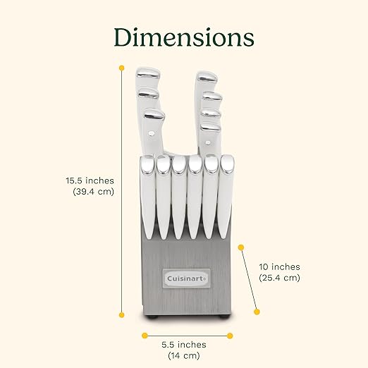 Cuisinart - 14Pc White Triple Rivet German Steel Grey Knife Block