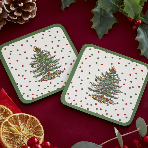 Pimpernel - Christmas Tree POLKA DOT S/6 Coaster 4" X4" - Limolin 