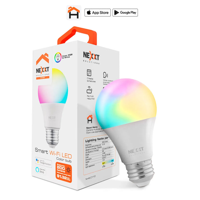 Smart Home Indoor Wifi RGB & White LED Light Bulb 100V A19 Multicolour 16M Combinations Dimmable Voice Control Alexa & Google