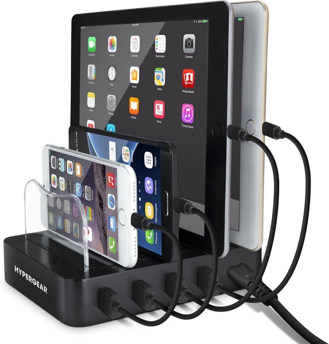 HyperGear - Charging Station 4 Port 22W 4x USB-A Slot to Organize all your Devices - Black