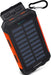 HyperGear - Powerbank 10000mAh 2 Port USB-A Rugged Solar IPX5 Dual LED Flashlights Built in Compass - Black