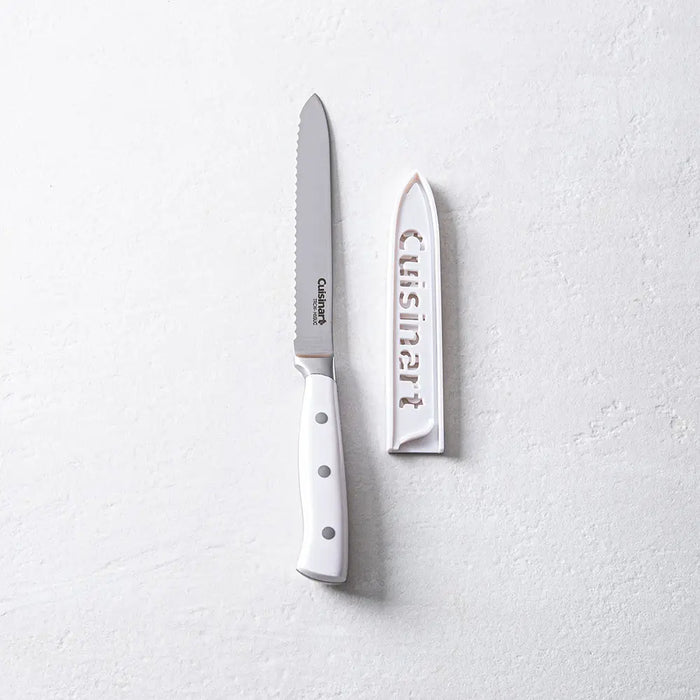 Cuisinart - White Triple Rivet 5.5" Serrated Utility - Matte White German Steel