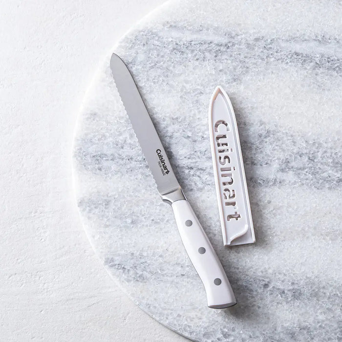 Cuisinart - White Triple Rivet 5.5" Serrated Utility - Matte White German Steel