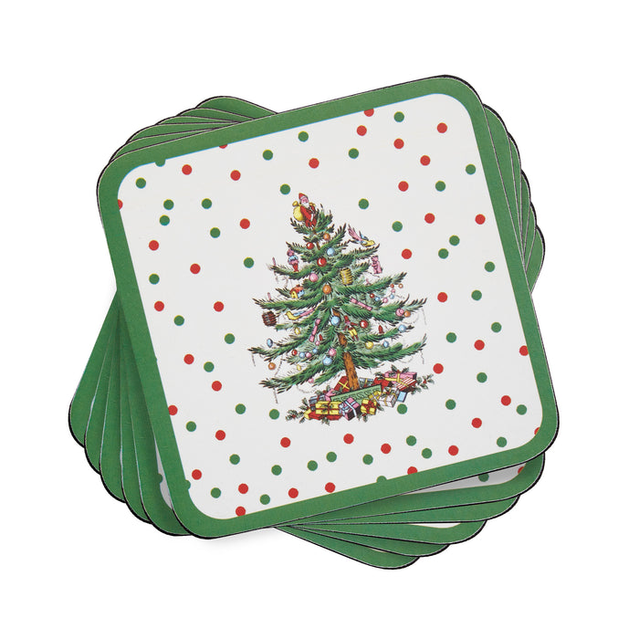 Pimpernel - Christmas Tree POLKA DOT S/6 Coaster 4" X4" - Limolin 