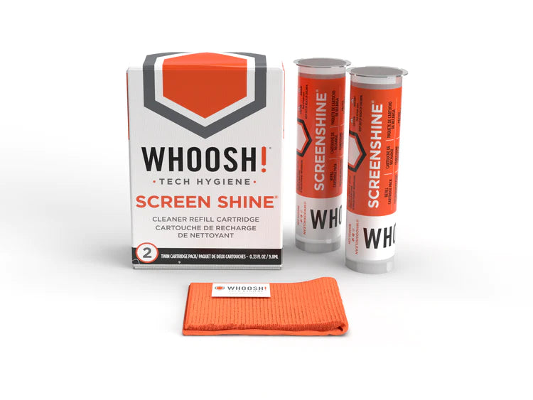 Whoosh - Screen Shine 500ml Refill Pack of 2 + Mini Antimicrobial Cloth For Use with Spriay Bottle 1FG500ENFR (CTG2PK473)