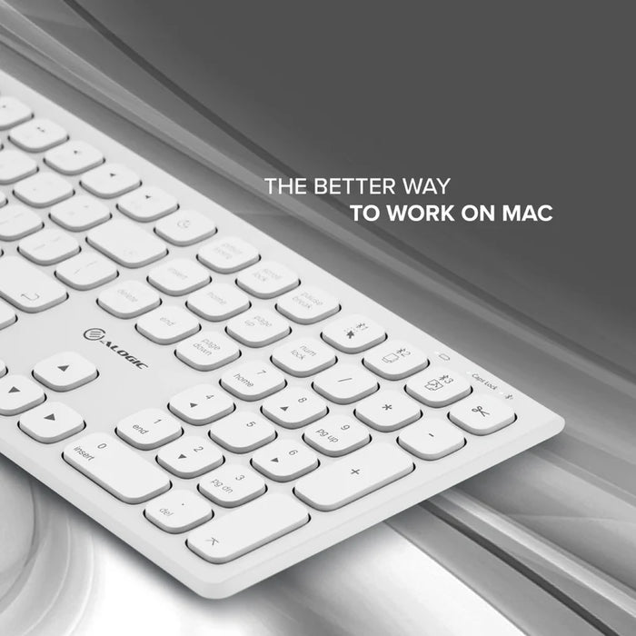 Alogic - Keyboard Wireless MacOS USB-C Rechargeable Echelon MAC- White