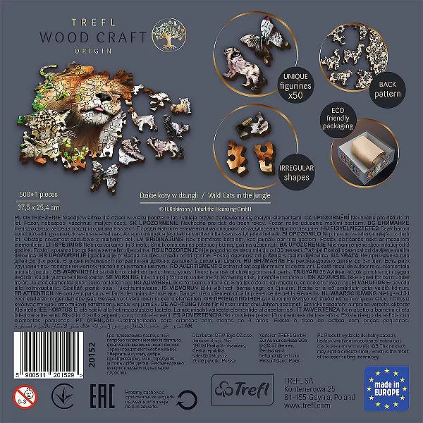 Trefl - Puzzle - Wild Cats In The Jungle - Wooden - 500Pc