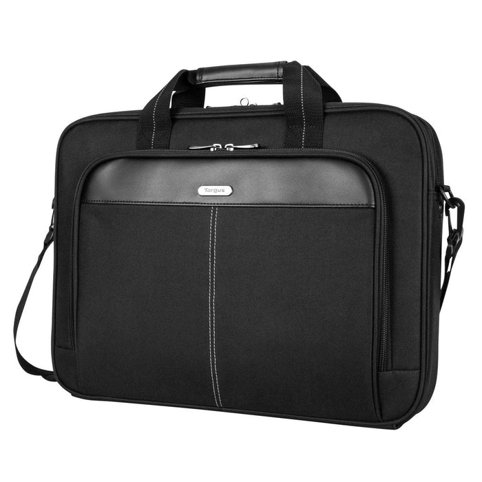Targus - Laptop Bag 15.6in Classic Slim Briefcase with Shoulder Strap Luggage Pass Through - Black (TCT027CA)