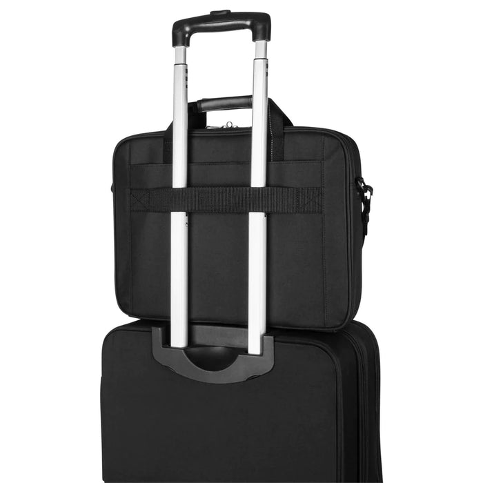 Targus - Laptop Bag 15.6in Classic Slim Briefcase with Shoulder Strap Luggage Pass Through - Black (TCT027CA)
