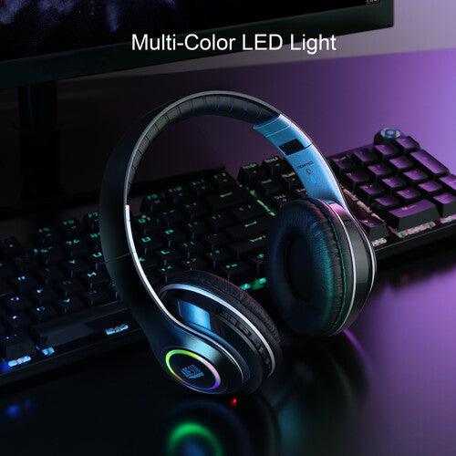 Adesso - Headset Bluetooth with Mic Noise Isolating Foldable Headband Control Buttons Attachable 35mm Aux Cable Included - Black