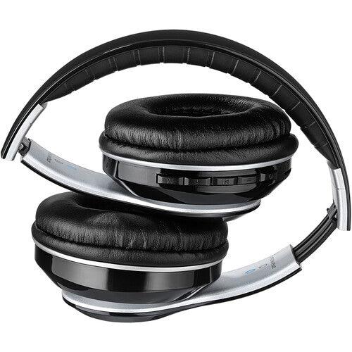 Adesso - Headset Bluetooth with Mic Noise Isolating Foldable Headband Control Buttons Attachable 35mm Aux Cable Included - Black