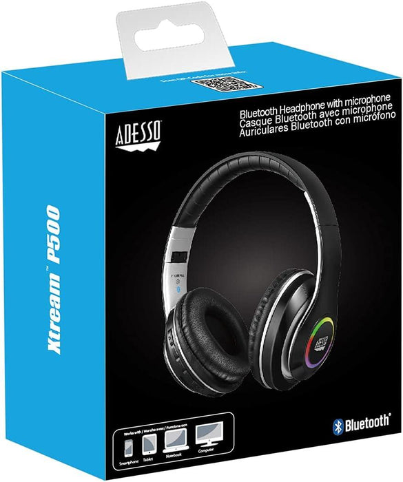Adesso - Headset Bluetooth with Mic Noise Isolating Foldable Headband Control Buttons Attachable 3.5mm Aux Cable Included - Black - Default Title - Limolin 