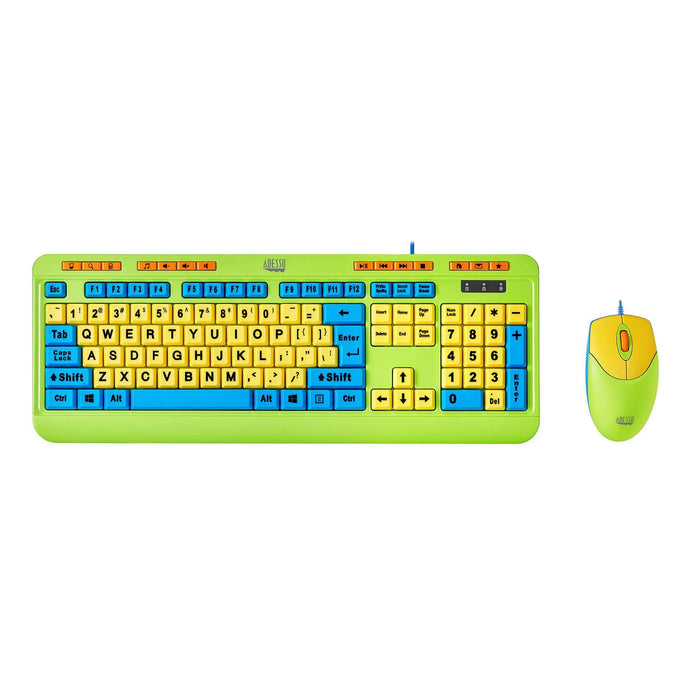Adesso - Keyboard & Mouse Combo Wired Antimicrobial Kids Large Print - Limolin 