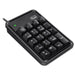 Adesso - Numeric Keypad Wired 19 Keys & 3 Port USB Hub PC/Mac - Black