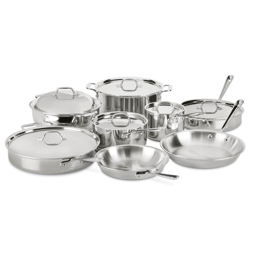 All-Clad - D3 Stainless 3-ply Bonded Cookware Set, 14 piece Set - Limolin 