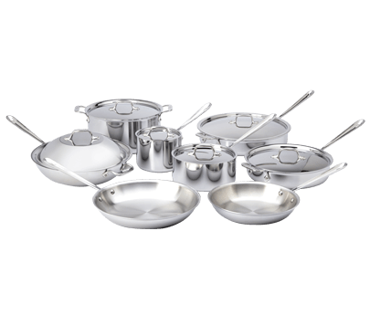 All-Clad - D3 Stainless 3-ply Bonded Cookware Set, 14 piece Set
