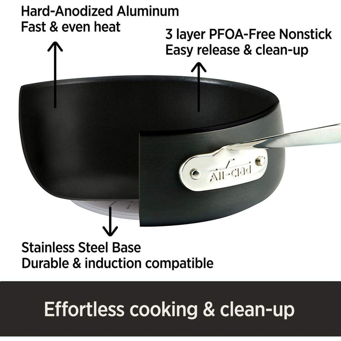 All-Clad - HA1 Hard Anodized Nonstick Cookware, 4qt Saute Pan with Lid - Limolin 