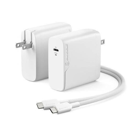 Alogic - Wall Charger 1 Port 100W GaN PD USB-C with 6ft USB-C to USB-C Cable Foldable Prongs Rapid Power - White