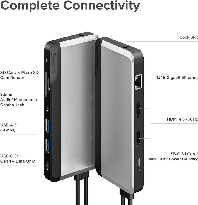 Alogic - Docking Station - USB-C Dual Display 10-in-1 Super Dock