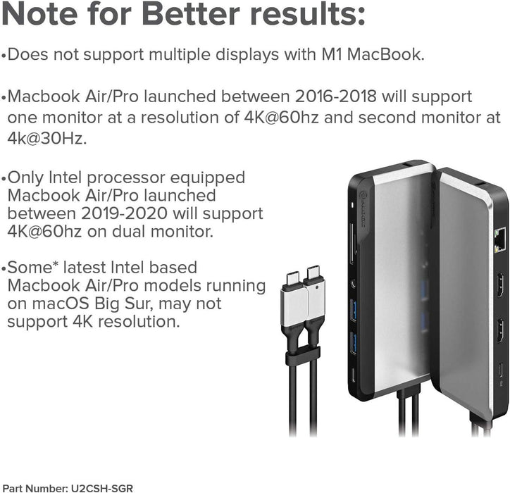 Alogic - Docking Station - USB-C Dual Display 10-in-1 Super Dock