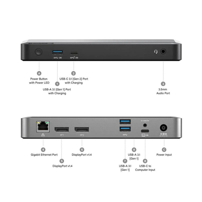 Alogic -DX2 Dual 4K Display Universal Docking Station - with 65W Power Delivery