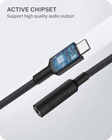 Alogic - Elements Pro USB-C to 35mm Audio Adapter - 10cm - Black