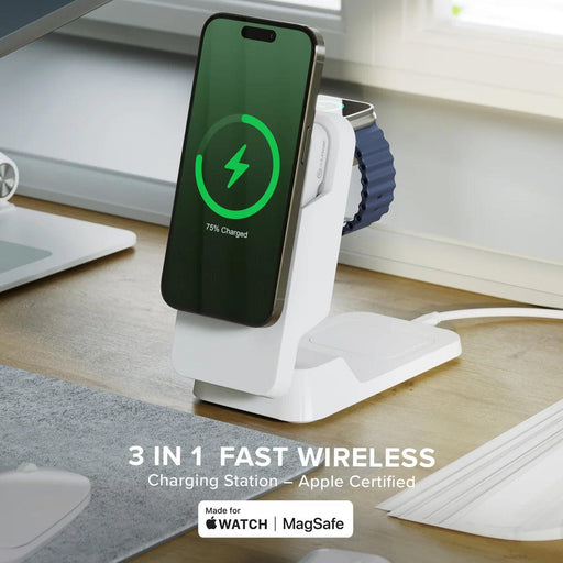 Alogic - Matrix ULTIMATE 3-in-1 Wireless Charger with 5,000mAh MagSafe Power Bank