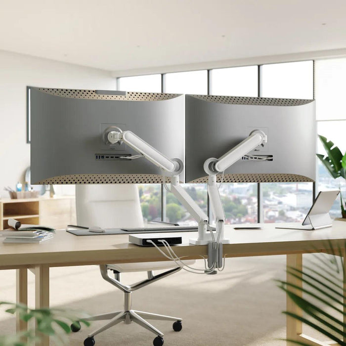 Alogic - Monitor Glide Flexible Double Monitor Arm - 35in Monitors - White