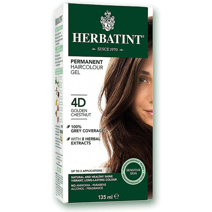 BioForce - Herbatint - Permanent Hair Colour - D4 Golden Chestnut - 135ml - Limolin 