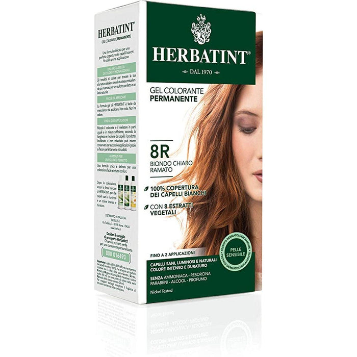 BioForce - Herbatint - Permanent Hair Colour - R8 Light Copper Blonde - 135ml - Limolin 