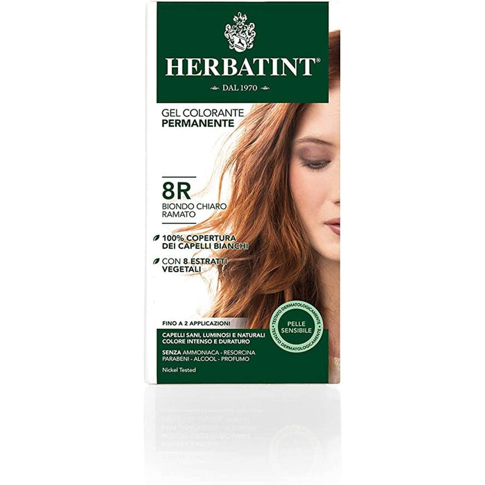 BioForce - Herbatint - Permanent Hair Colour - R8 Light Copper Blonde - 135ml - Limolin 