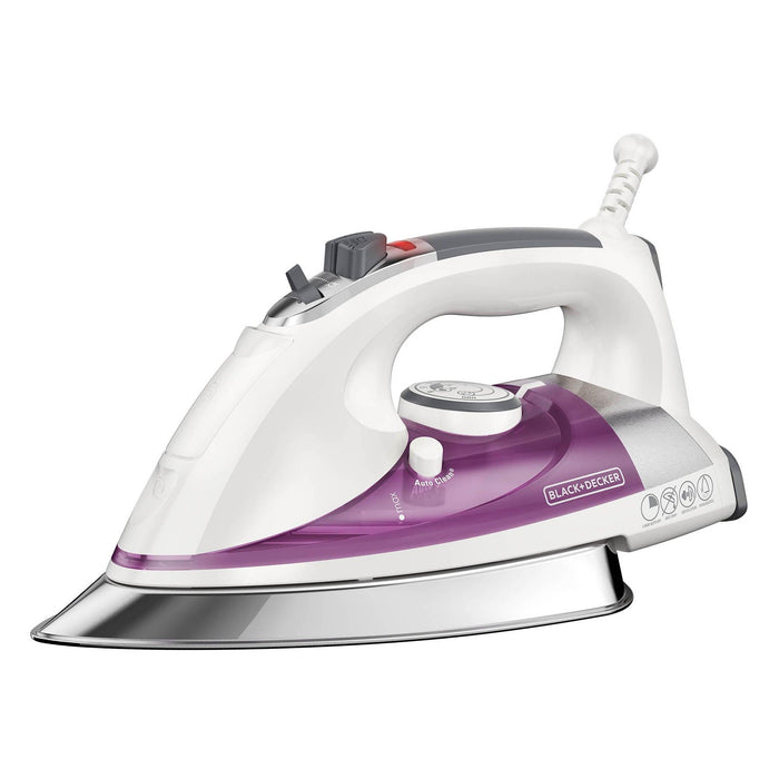 BLACK+DECKER - Professional Steam Iron with Stainless Steel Soleplate, Purple - IR1350S