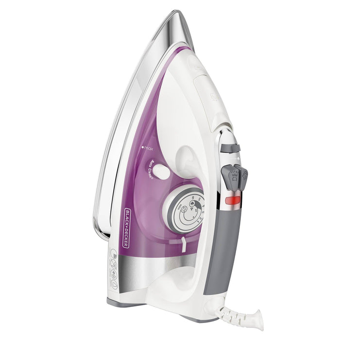 BLACK+DECKER - Professional Steam Iron with Stainless Steel Soleplate, Purple - IR1350S