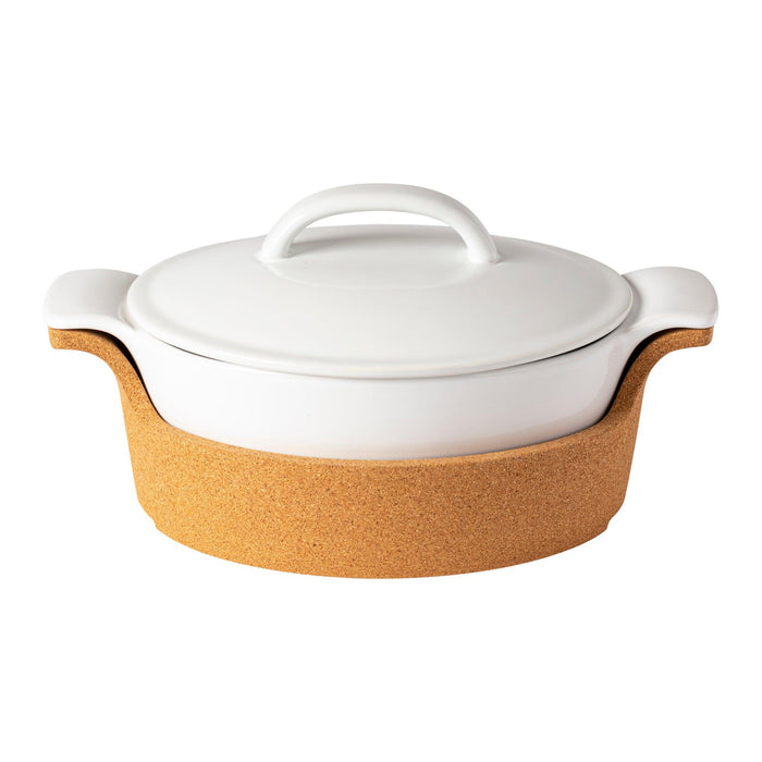 Casafina - Ensemble white oval covered casserole w/cork tray 30 - Limolin 