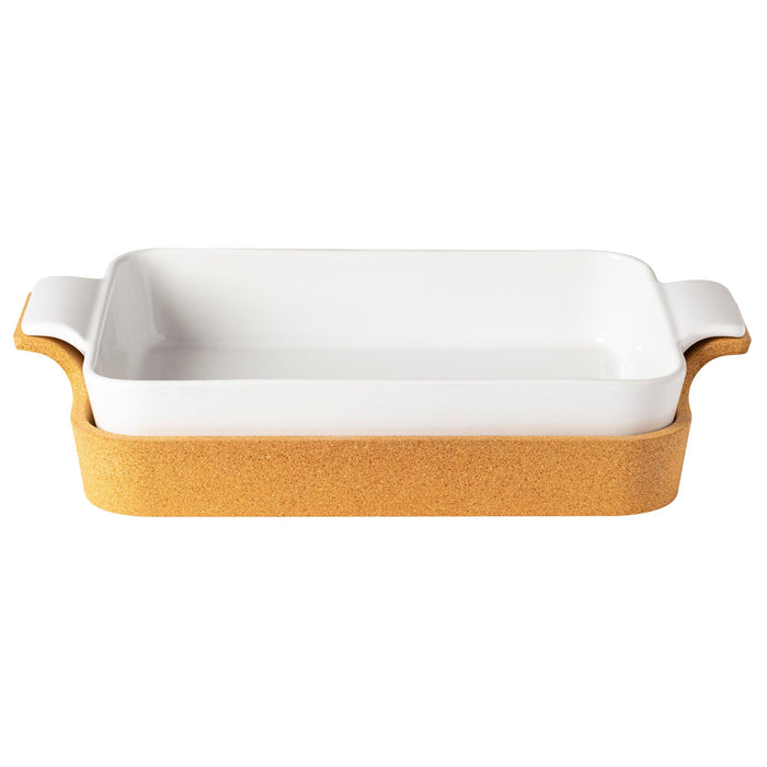 Casafina - Ensemble white rect. baker w/cork tray 39 - Limolin 