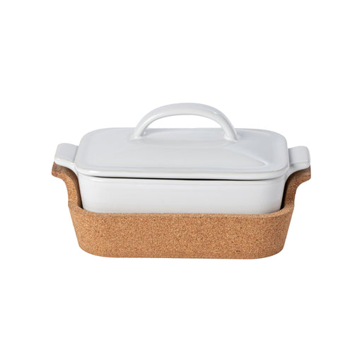 Casafina - Ensemble white rectangular covered casserole with cork tray 24 - Limolin 