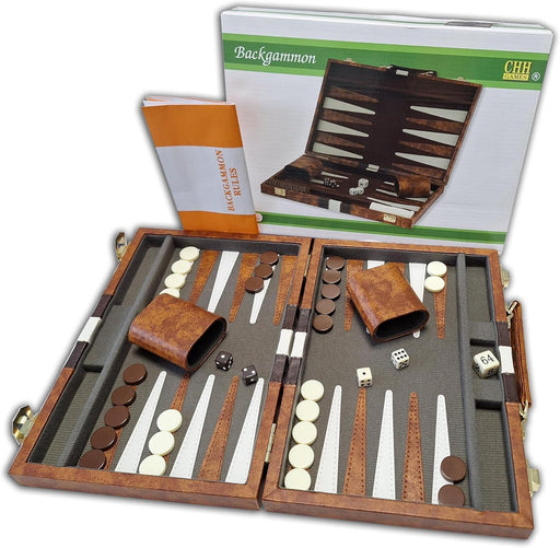 CHH Games - Backgammon - 11 inch Vinyl Brown & White Backgammon