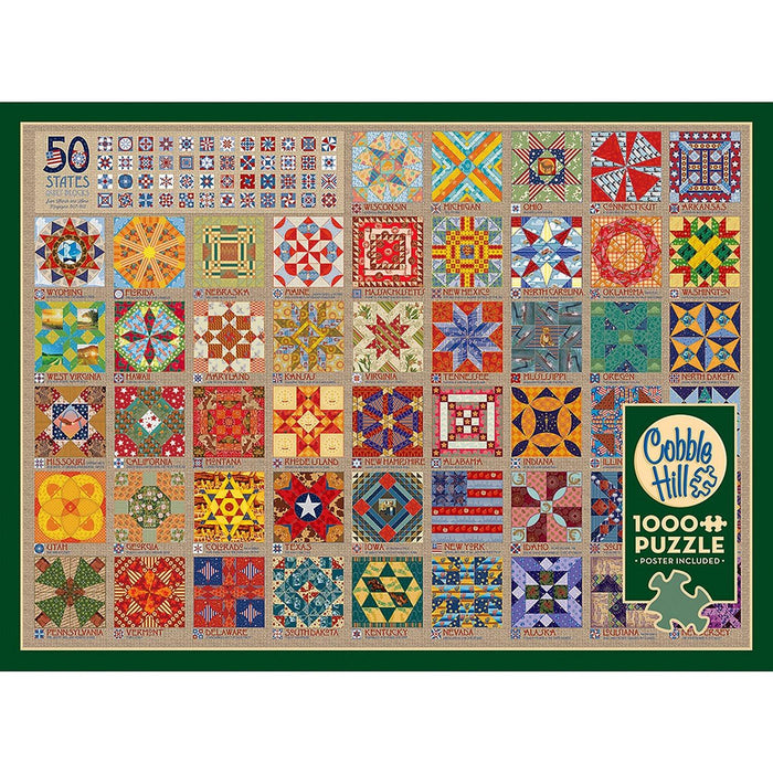 Cobble Hill - 50 States Quilt Blocks (1000-Piece Puzzle) - Limolin 