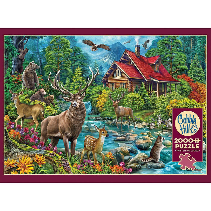 Cobble Hill - Red - Roofed Cabin (1000-Piece Puzzle) - Limolin 