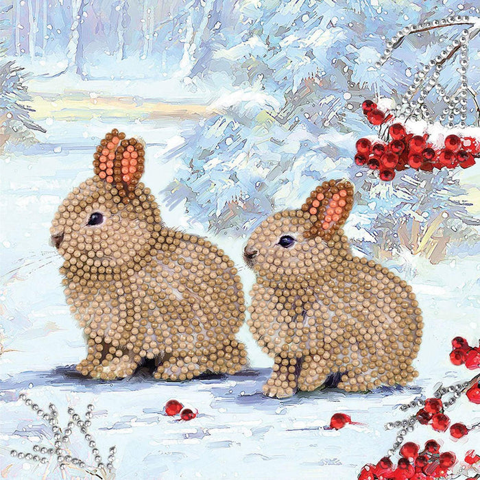 Crystal Art - CA Card Kit - Winter Bunnies - Limolin 